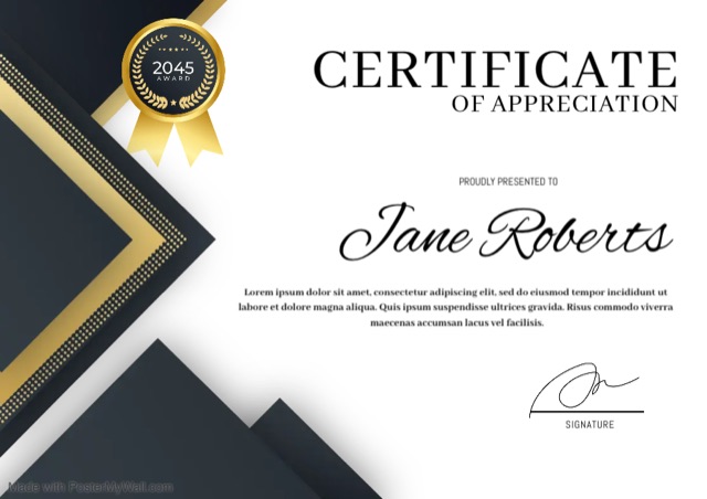 Certificate design preview