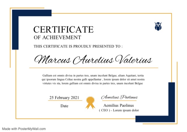 Certificate design preview